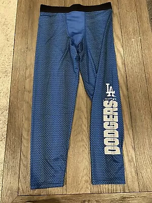 Mens Los Angeles Dodgers 3/4 Spandex Tights Compression Pants Blue Large • $26