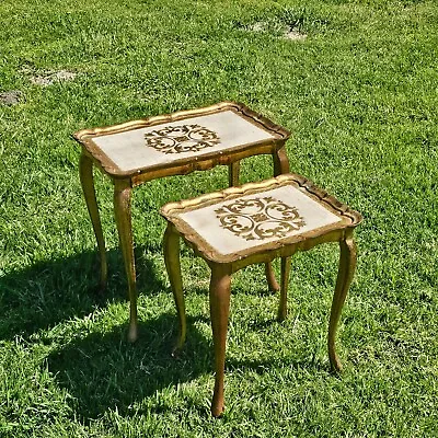 Italian Florentine Stacking Wood Nesting Tables Vintage • $160