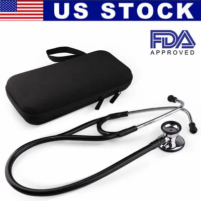 Cardiology Stethoscope Tunable Diaphragm Professional Dual Head W/ Carrying Box • $20.99