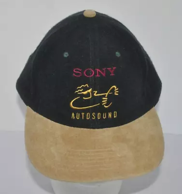 Vintage 90s Sony Autosound Snapback Hat Cap OSFA Wool Acrylic Rare Suede Brim • $28.95