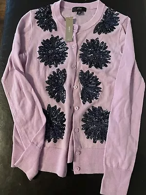 J Crew Lilac Cardigan Embellished Beadwork NWT Size XS • $20