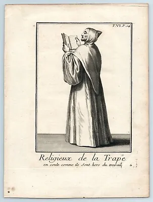 1718 Antique Engraving Print Monk Of La Trappe Abbey In France Trappist Monk • $18.61