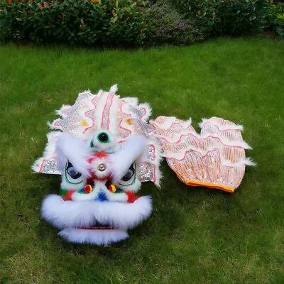 Chinese Lion Dance Mascot Puppet White Costume One Pants 14 Inch • £118.80
