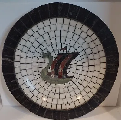 $59.99 • Buy Vintage Viking Ship- Bowl Mosaic Art . Very Well Done.Handcrafted In Denmark#B61