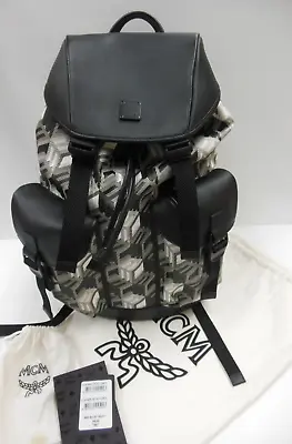 MCM Brandenburg Cubic Monogram Canvas Backpack Black & White (MMKBACK07BW001) • $399.99