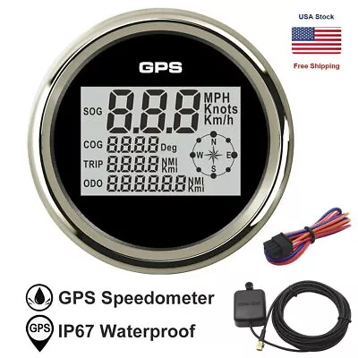 85mm Waterproof GPS Digital Speedometer Odometer For Car Trunk Boat Marine Gauge • $28.49