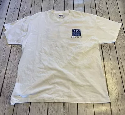 Vintage 90s Champion Medium White Duke University Fuqua School Of Business Shirt • $24.95