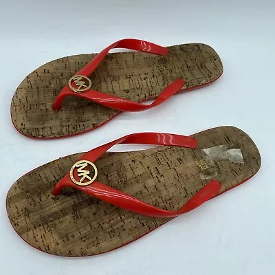 Michael Kors Red PVC/Jelly Flats Thong T Strap Flip Flop/Sandals Size 7/8 • $14.95