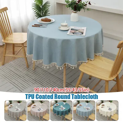 Waterproof Oil-proof Round Tablecloth Cover Household Dining Tassel Table Cloth • $18.89