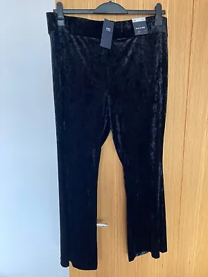 Nwt Marks & Spencer Black Velour Slim Flare Trousers Size 20 Short • £10