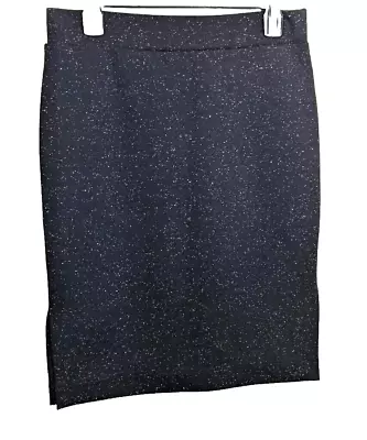 Madewell Column Side Slit Skirt Speckle Navy Blue Ponte Knit Size Medium • $21.98