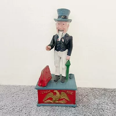 Uncle Sam Money Bank Cast Iron Money Box Collectable Mechanical USA • $49.99