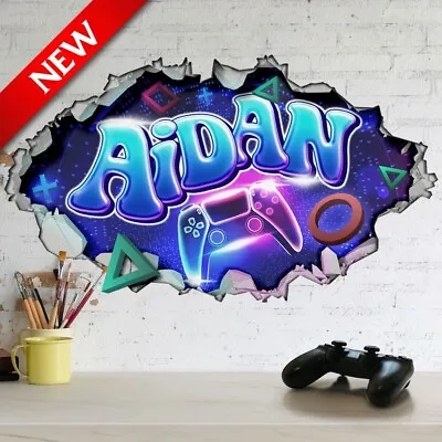 Personalised Large Gamer Mural Wall Art Sticker Decal For Bedroom & Playroom • £32.50