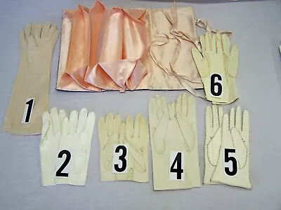 Six Pair Vintage Gloves Some Made In Italy Some Silk Lined W/ Silk Glove Holder • $40