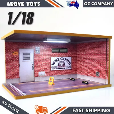 Car Garage Display Case With LED Lighting For 1:18 Scale Car Models Red Brick • $41.28