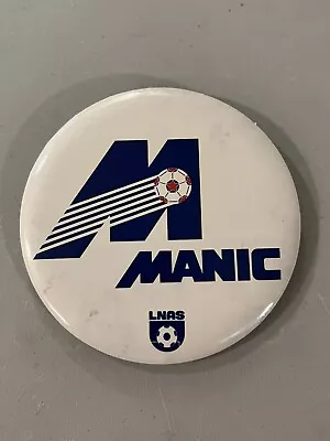 Vintage 1982 Montreal Manic LNAS Team Logo Pin Back Button - 3.5” - French  • $9.46