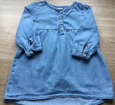 H&M Denim Chambray Dress Age 9-12 Months • £2.50