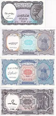 EGYPT SET 4 PCS 5 10 Piastres L.1940 (1971-2006) P 184 189 190 191 UNC • $2.19