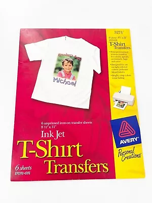 Avery T-shirt Transfers Ink Jet Printers -3271 5 Sheets Crafts Incomplete 4/6 • $7.48