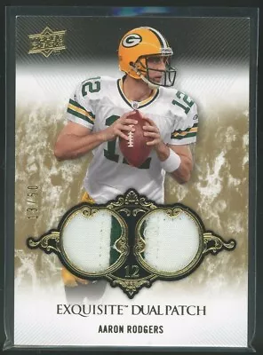 2008 Upper Deck Exquisite Aaron Rodgers 2 Color Game Used Dual Patch /50 #EP-50 • $160