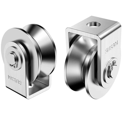 $22.44 • Buy 2 Pack 2 Inch Stainless Steel V Groove Pulley Wheel, Heavy Duty Caster Wheel Tra