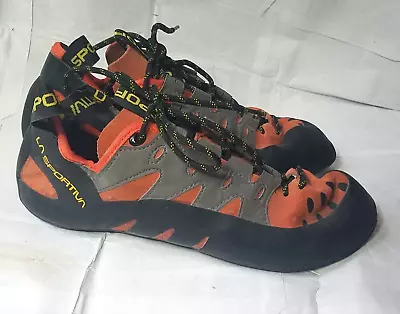 La Sportiva Tarantulace Leather Rock Climbing Shoes Orange & Black Size 12 • $35