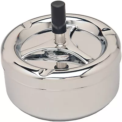 Metal Air Tight Push Down Spinning Cigarette Ashtray - Chrome/Silver • $10.34