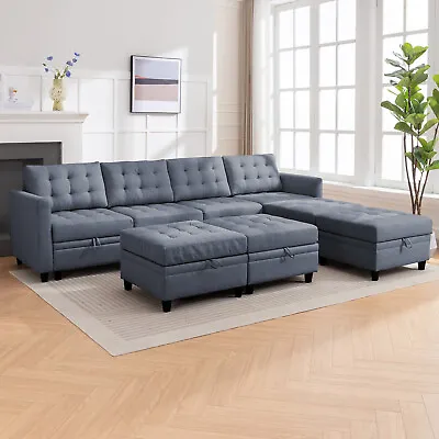 Convertible Sectional Sofa Set With Storage Ottoman Modular Sofa For Living Room • $489.98