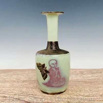 11  Marked Old Chinese Jun Kiln Porcelain Silver Dynasty Palace Monk Bottle • $288