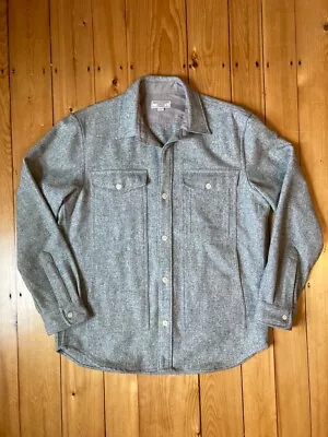 Wallace & Barnes J Crew Gray Mackinaw Shirt Jacket Shacket Wool Blend L READ • $65