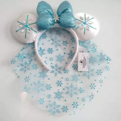 Disney Park Minnie Mouse Ears Crystal Elsa Mickey Snowflake Blue Headband • $11.50