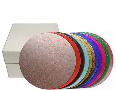 Round BOARD And BOX Coloured Colored Cake Board Box Board Single • £4.94