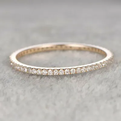 1Ct Round Cut Lab-Created Diamond Full Eternity Band Ring 14K Yellow Gold Plated • $62.99