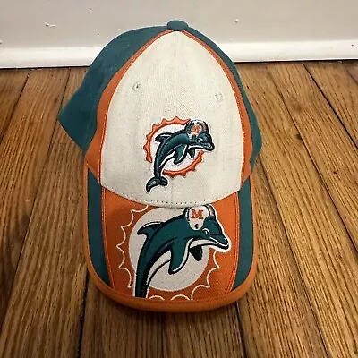 NFL Miami Dolphins Aqua Orange White Hat Cap Constructed Cotton Team Apparel • $30