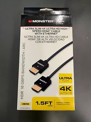Monster Ultra Slim 4K High Speed 4K 1.5FT. HDMI Cable With Ethernet JHIU0018 • $10