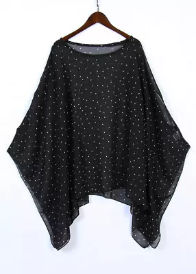 Women's Chiffon Caftan Poncho Tunic Top Cover Up Shirt Batwing Sleeve Blouse • $12.99