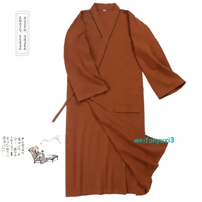 Chinese Crepe Cotton Yukata Pajamas Set Kimono Top Pants Sleepwear Men's Robes • $34.14