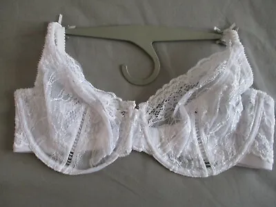 White Lace Underwired Unpadded Bra 36d New On Hanger • £5.30