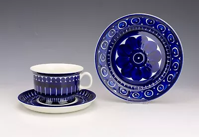 Arabia Finland - Valencia Pattern - Blue & White Cup Saucer & Tea Plate Trio • £0.99