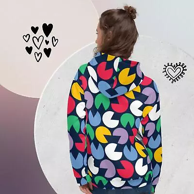 Multi-Color Pac-man Print Unisex Hoodie For Him And Her! • $48.45