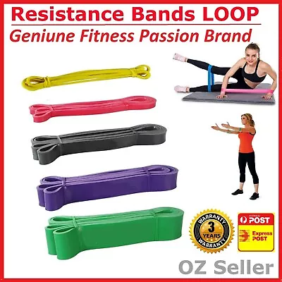 $34.99 • Buy Set Of 5 Heavy Duty Resistance Band Loop Power Gym Yoga Exercise Fitness Workout