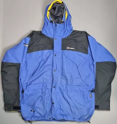 BERGHAUS Mera Peak Goretex Jacket Mens XL Waterproof Hooded Rain Coat Blue • £140