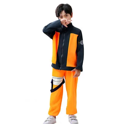 Anime Naruto Shippuden Uzumaki Naruto Cosplay Clothes Kids Jacket & Pant Outfit • £25.66