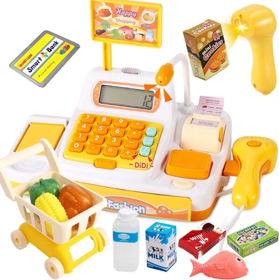 £33.83 • Buy BUYGER Pretend Play Toy Cash Register With Shopping Trolley Cart, Play Till With