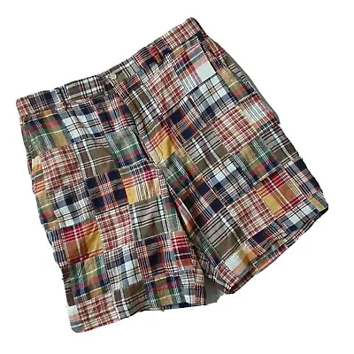 BERLE Men's 34 Madras Patch Plaid Shorts Cotton Multicolor Eljo's UVA Preppy • $21
