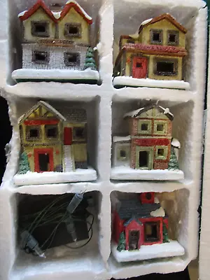 Five (5) Lighted Christmas Village Buildings • $3.95