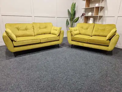 DFS Zinc 3 Seater & 2 Seater Sofas Plush Velvet Gold • £1249