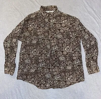 Vintage MARQUIS Button Down Lightweight Hippie Shirt 100% Rayon Men’s Size L • $12.99