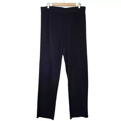 Misook Knit Black Wide Straight Leg Pant Size XL Minimalist Elastic High Waist • $34.90