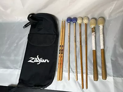 Zildjian Percussion Stick Bag With Various Used Sticks Vic Firth Mike Balter Etc • $68.51